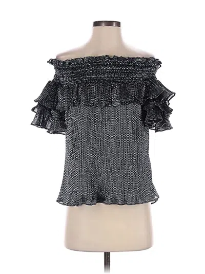 Pre-owned Parker Short Sleeve Blouse In Black