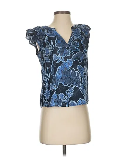 Pre-owned Parker Short Sleeve Blouse In Blue