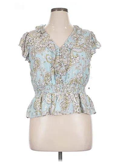 Pre-owned Parker Short Sleeve Blouse In Blue