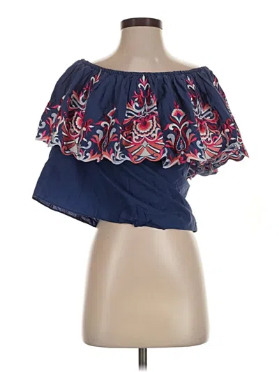 Pre-owned Parker Short Sleeve Blouse In Blue