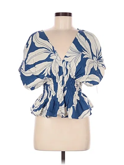 Pre-owned Parker Short Sleeve Blouse In Blue