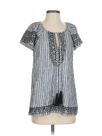 Pre-owned Parker Short Sleeve Blouse In Gray