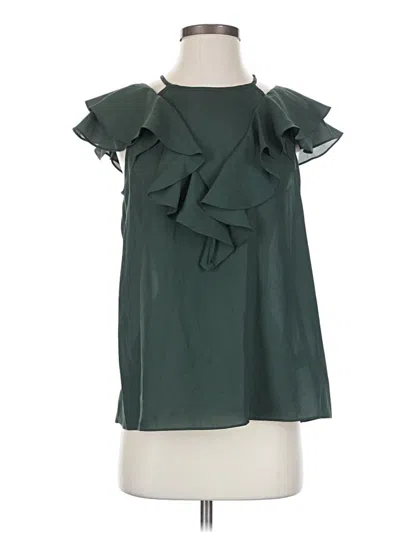 Pre-owned Parker Short Sleeve Blouse In Green