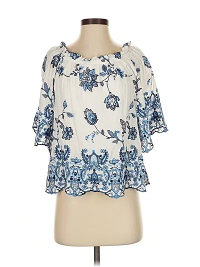Pre-owned Parker Short Sleeve Blouse In Ivory