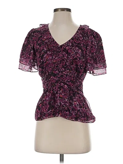 Pre-owned Parker Short Sleeve Blouse In Purple