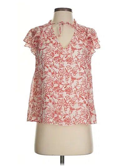 Pre-owned Parker Short Sleeve Blouse In Red