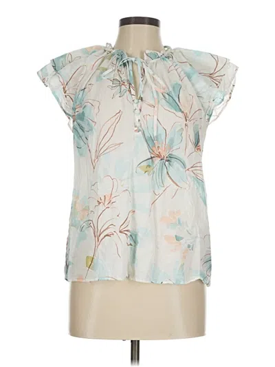 Pre-owned Parker Short Sleeve Blouse In Teal