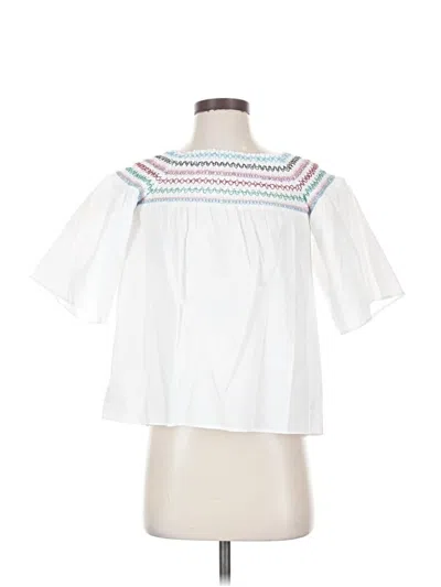 Pre-owned Parker Short Sleeve Blouse In White