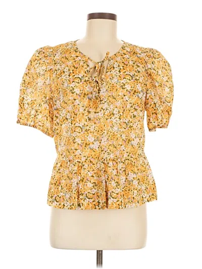 Pre-owned Parker Short Sleeve Blouse In Yellow