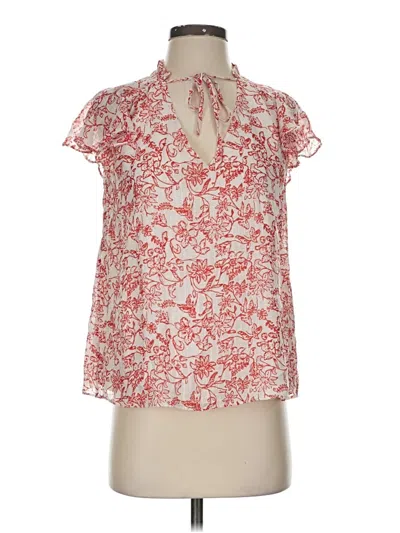 Pre-owned Parker Short Sleeve Silk Top Red Halter Neckline Tops