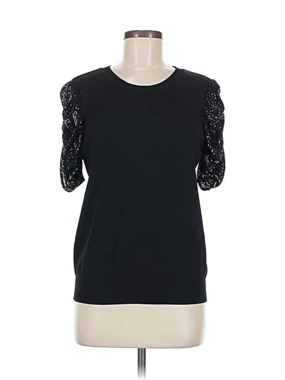Pre-owned Parker Short Sleeve Top Black Sweetheart Neckline Tops