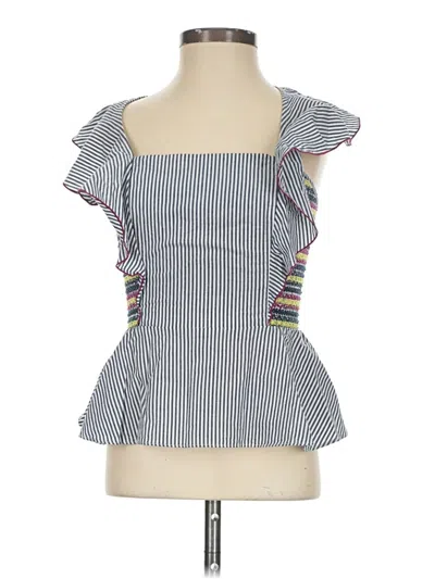 Pre-owned Parker Short Sleeve Top Blue Square Neckline Tops