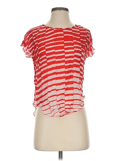 Pre-owned Parker Short Sleeve Top Red Ruffles Neckline Tops