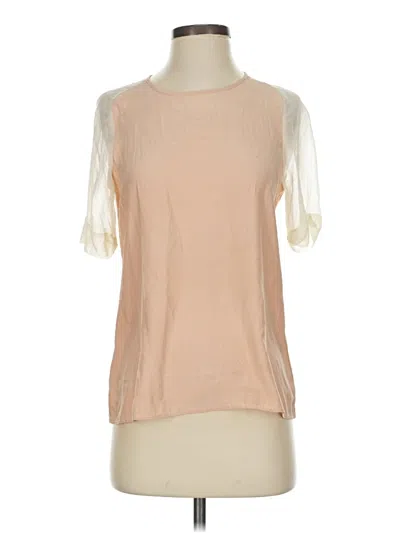 Pre-owned Parker Short Sleeve Top Tan Crew Neck Tops In Brown