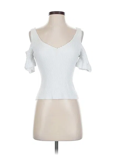 Pre-owned Parker Short Sleeve Top White Cold Shoulder Neckline Tops