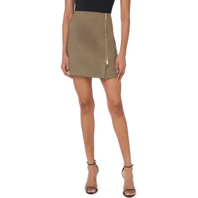 Parker Side Zip Faux Suede Miniskirt In Brown