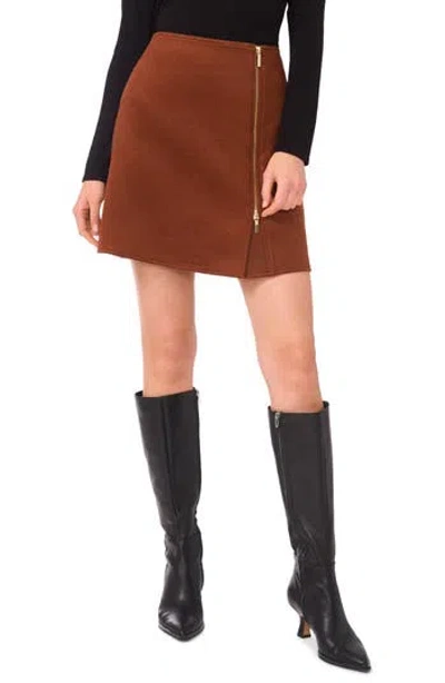 Parker Side Zipper Miniskirt In Brown