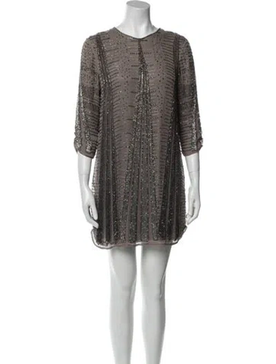 Pre-owned Parker Silk Mini Dress In Neutral
