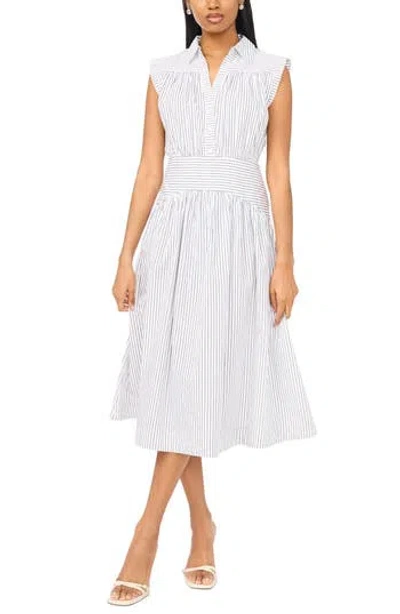 Parker Sleeveless Cotton Poplin Fit & Flare Shirtdress In Gray