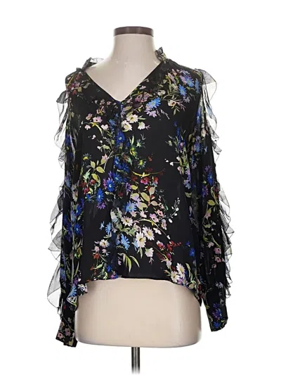 Pre-owned Parker Sleeveless Silk Top Black Cold Shoulder Neckline Tops
