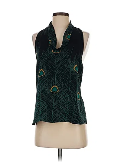 Pre-owned Parker Sleeveless Silk Top Black Halter Neckline Tops