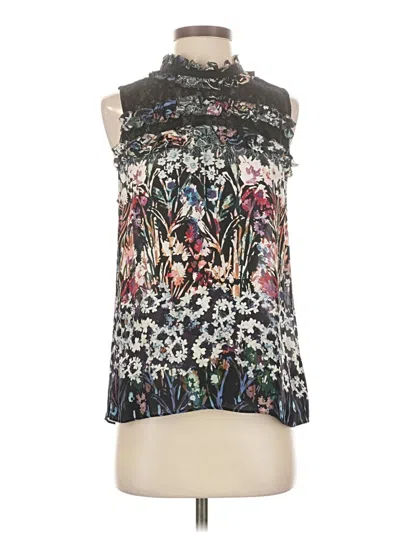 Pre-owned Parker Sleeveless Silk Top Black Halter Neckline Tops