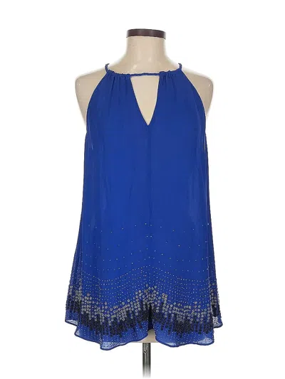 Pre-owned Parker Sleeveless Silk Top Blue Halter Neckline Tops