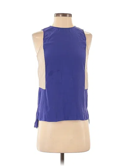 Pre-owned Parker Sleeveless Silk Top Blue Halter Neckline Tops