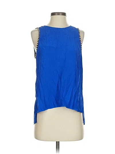 Pre-owned Parker Sleeveless Silk Top Blue Halter Neckline Tops