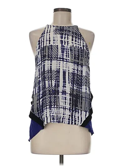 Pre-owned Parker Sleeveless Silk Top Blue Halter Neckline Tops