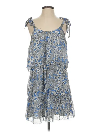 Pre-owned Parker Sleeveless Silk Top Blue Halter Neckline Tops