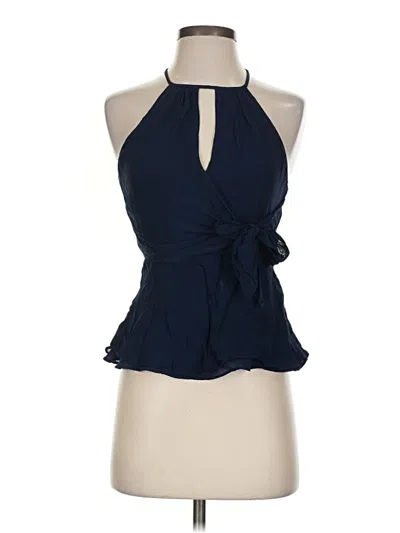 Pre-owned Parker Sleeveless Silk Top Blue Halter Neckline Tops