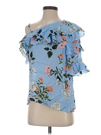 Pre-owned Parker Sleeveless Silk Top Blue One Shoulder Neckline Tops