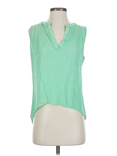 Pre-owned Parker Sleeveless Silk Top Green Plunge Neckline Tops