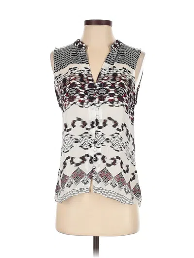 Pre-owned Parker Sleeveless Silk Top Ivory Halter Neckline Tops In White