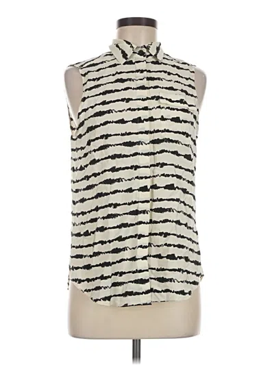 Pre-owned Parker Sleeveless Silk Top Ivory High Neck Tops