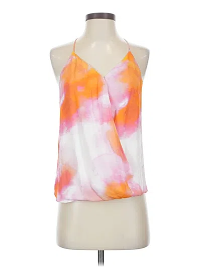 Pre-owned Parker Sleeveless Silk Top Orange Halter Neckline Tops