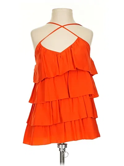 Pre-owned Parker Sleeveless Silk Top Orange Halter Neckline Tops