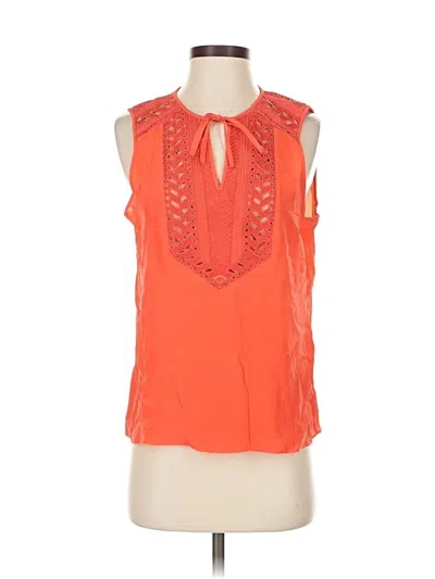 Pre-owned Parker Sleeveless Silk Top Orange Halter Neckline Tops