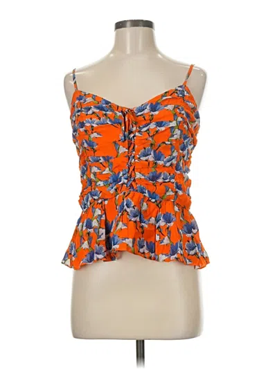 Pre-owned Parker Sleeveless Silk Top Orange Sweetheart Neckline Tops