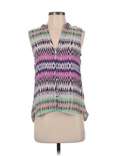 Pre-owned Parker Sleeveless Silk Top Purple V Neck Tops