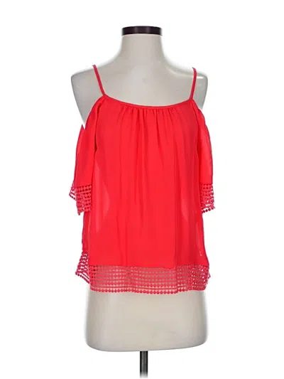 Pre-owned Parker Sleeveless Silk Top Red Solid Pattern Cold Shoulder Neckline Tops