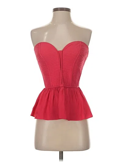 Pre-owned Parker Sleeveless Silk Top Red Strapless Neckline Tops
