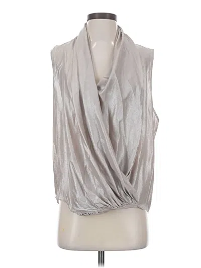 Pre-owned Parker Sleeveless Silk Top Silver Cowl Neck Tops