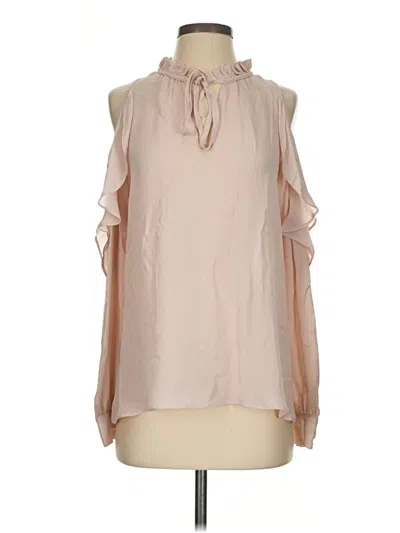 Pre-owned Parker Sleeveless Silk Top Tan Cold Shoulder Neckline Tops