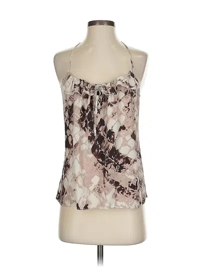 Pre-owned Parker Sleeveless Silk Top Tan Halter Neckline Tops In Brown