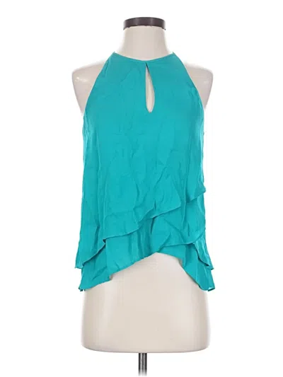 Pre-owned Parker Sleeveless Silk Top Teal Halter Neckline Tops