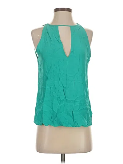 Pre-owned Parker Sleeveless Silk Top Teal Halter Neckline Tops In Blue