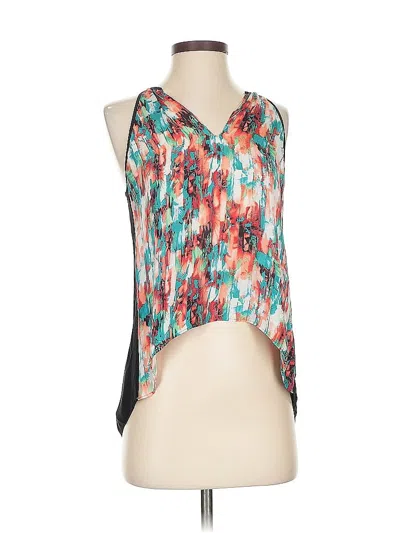 Pre-owned Parker Sleeveless Silk Top Teal One Shoulder Neckline Tops In Blue