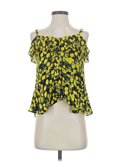 Pre-owned Parker Sleeveless Silk Top Yellow Strapless Neckline Tops